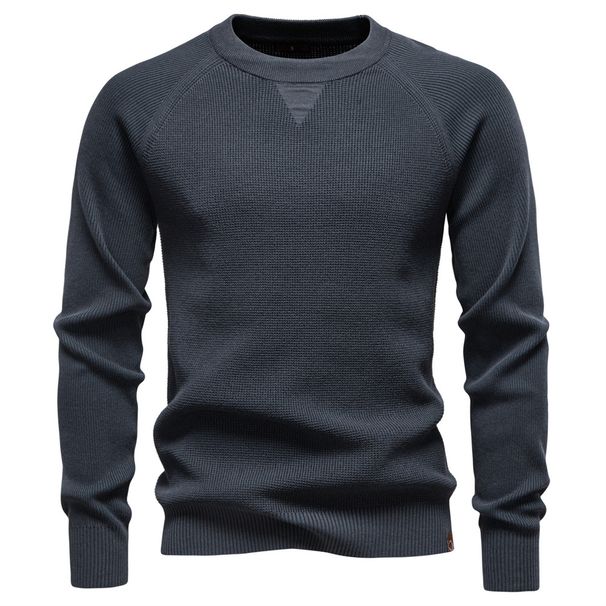 Men's Clothing Men's High-Quality Business Casual Knit Sweater Autumn/Winter New Round Neck Fashion Solid Color_viptrois.com
