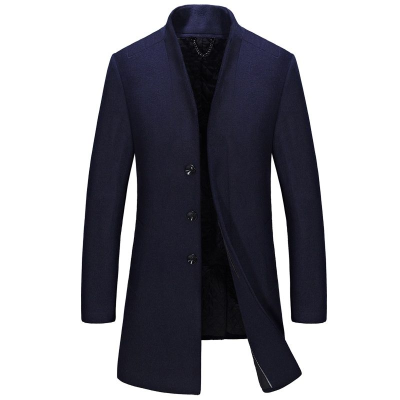 Loom Loom Cross-Border Exclusive Wool Coat For Men, Mid-Length Monk Collar Trench Coat, European Style_viptrois.com