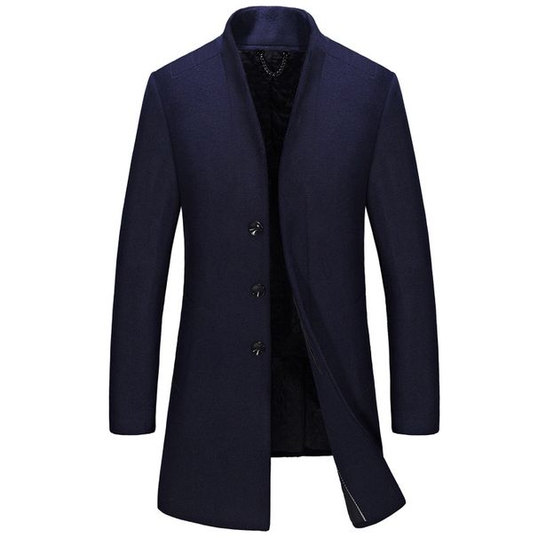 Loom Loom Cross-Border Exclusive Wool Coat For Men, Mid-Length Monk Collar Trench Coat, European Style_viptrois.com