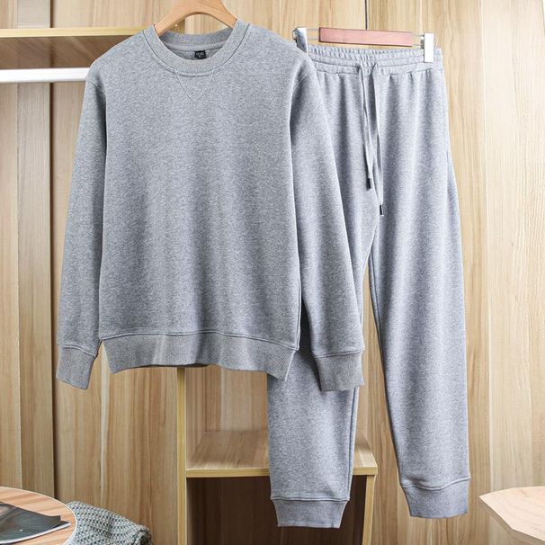 2025 K Good Goods 100 Outer Mao Casual Sports Men's Solid Color Long Sleeve Pure Cotton Sweatshirt Two Piece Set 2a1d_viptrois.com