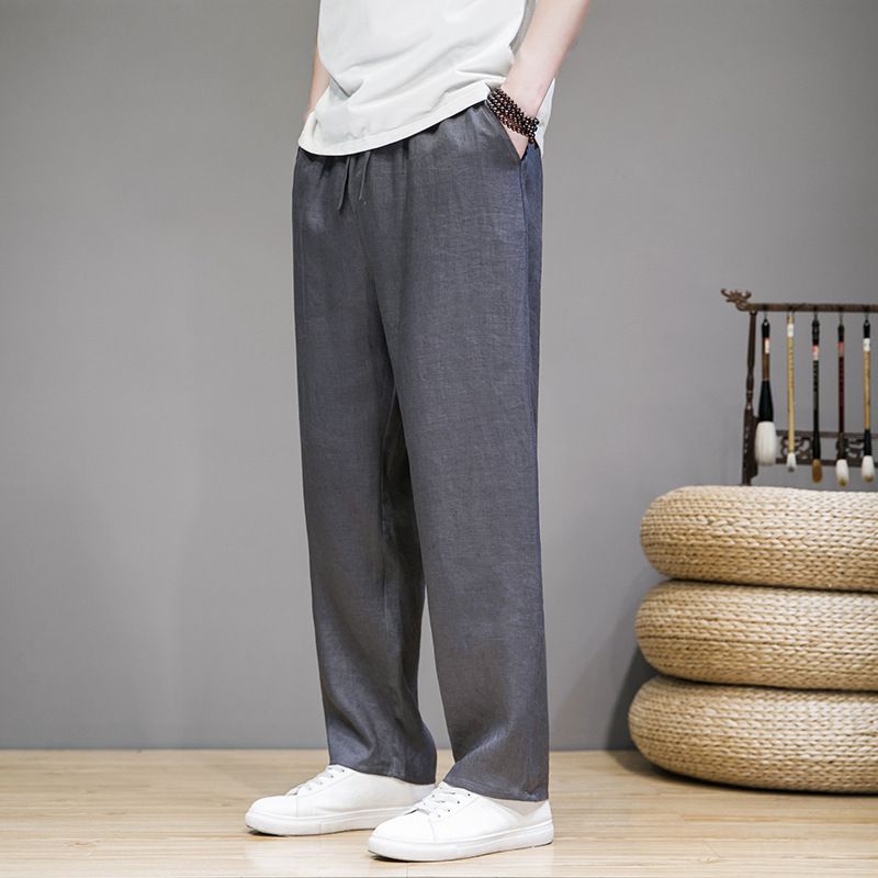 Men's Clothing Linen Pants Men's Pants Summer Thin Straight Pants Loose Casual Pants Linen Trousers_viptrois.com