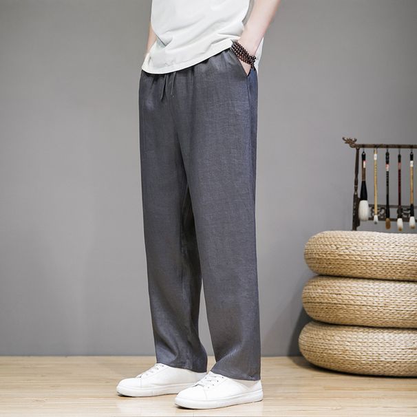Men's Clothing Linen Pants Men's Pants Summer Thin Straight Pants Loose Casual Pants Linen Trousers_viptrois.com