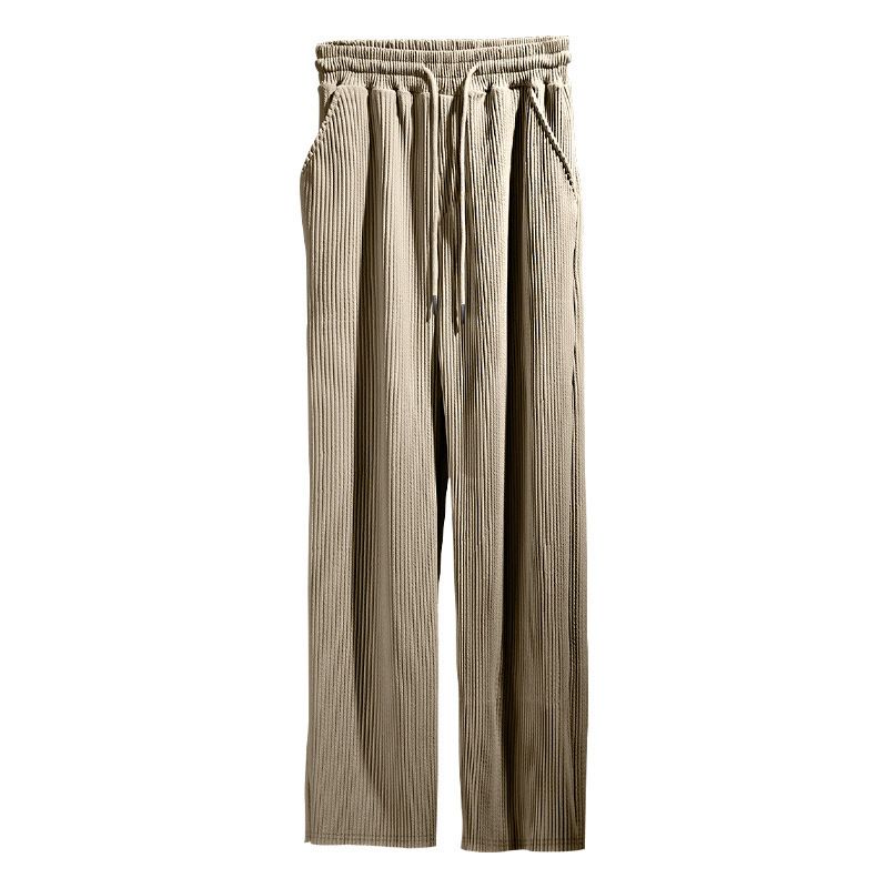 Men's Jacquard Stripe Casual Pants – Elastic Waist Straight-Leg Joggers | Wrinkle-Resistant (Black/Light Gray/Army Green/Khaki, S-XXXL)_viptrois.com