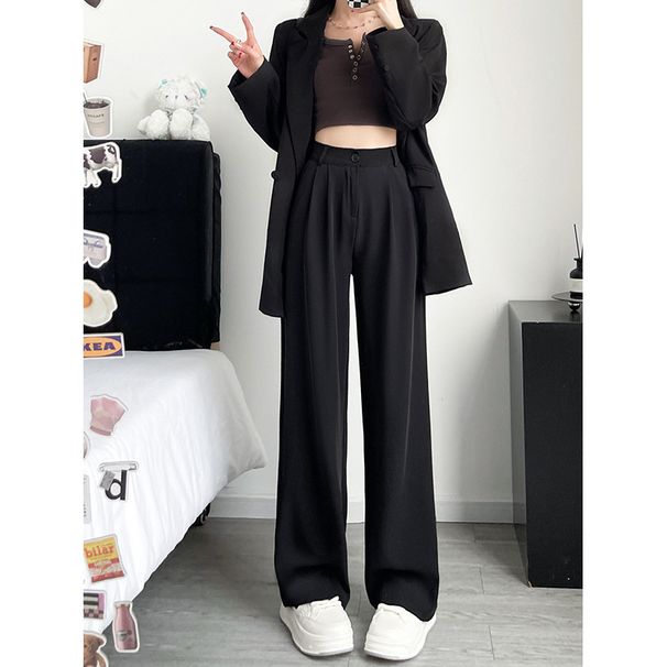 Men's Clothing Spring/Autumn New Women's Casual Pants Flowy Slim Straight Leg Suit Pants Trendy And Versatile Wide Leg Trousers_viptrois.com
