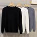 Men's Clothing Autumn And Winter Solid Color Slim Round Neck Sweater Versatile Knitted Sweater _viptrois.com