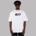 Men's Clothing Short Sleeves Men And Women Small Neckline 1977 Pure Cotton T Shirt Loose White Five Point Sleeves Drop Shoulder Half Sleeves_viptrois.com