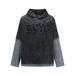 Two-Piece Color Block Long Sleeve Hooded Sweatshirt Men's Trendy Brand Letter Embroidery Loose Casual Pullover_viptrois.com