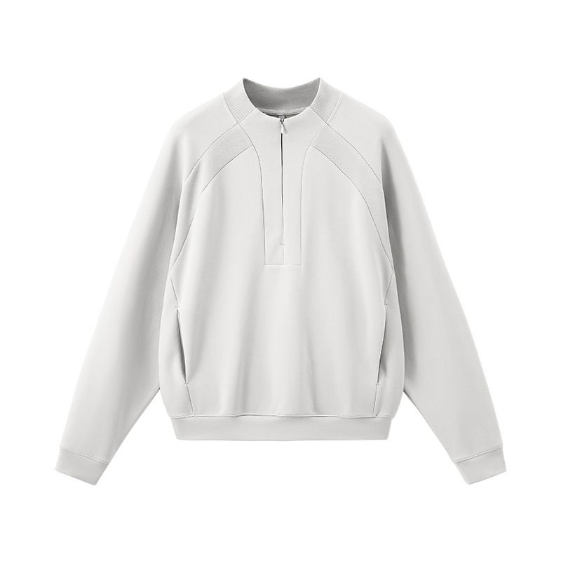Men's Pique Half-Zip Sweatshirt – Streetwear Stretch, Comfort Fit, 72.3% Cotton Blend (Mechanical /Sand Khaki/Black, M-XL)_viptrois.com