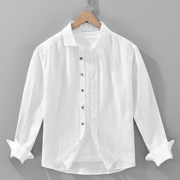 Men's Linen Long Sleeved Shirt For Spring And Autumn Fashion, Breathable And Casual, Linen Shirt For Thin Men_viptrois.com