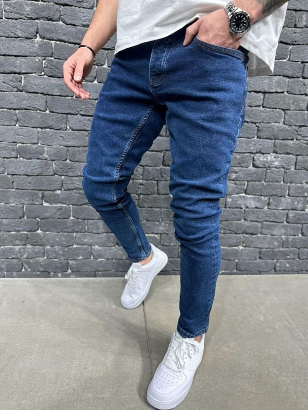 Men's Clothing Retro New High Street Casual Jeans Design American Trend Slim Fit Trousers_viptrois.com