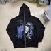Y2K Aesthetic Zip-Up Hoodie With Rhinestone Details - Fleece-Lined Oversized Streetwear Jacket For Men & Women (Black, S-XXXL)_viptrois.com