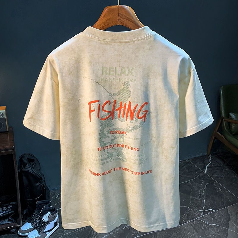 Men's Clothing Heavyweight T Shirt Men's Trendy Brand Printed Short Sleeved Summer Handsome Ins Foaming Printed Half Sleeved New Men's T Shirt Top_viptrois.com