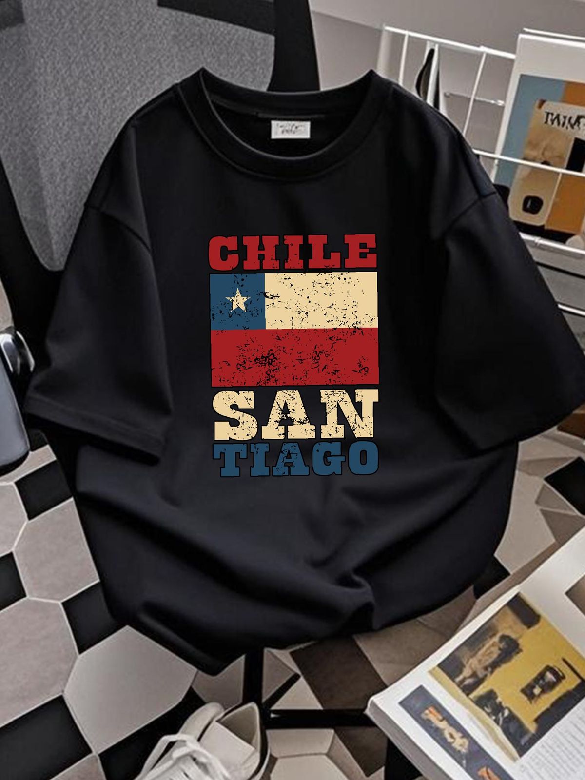 Chile Flag Classic T Shirt Size S 5XL Soft Summer Graphic Slightly Casual Breathable Versatile Fashion Stylish Top For Everyday Wear Streetwear_viptrois.com
