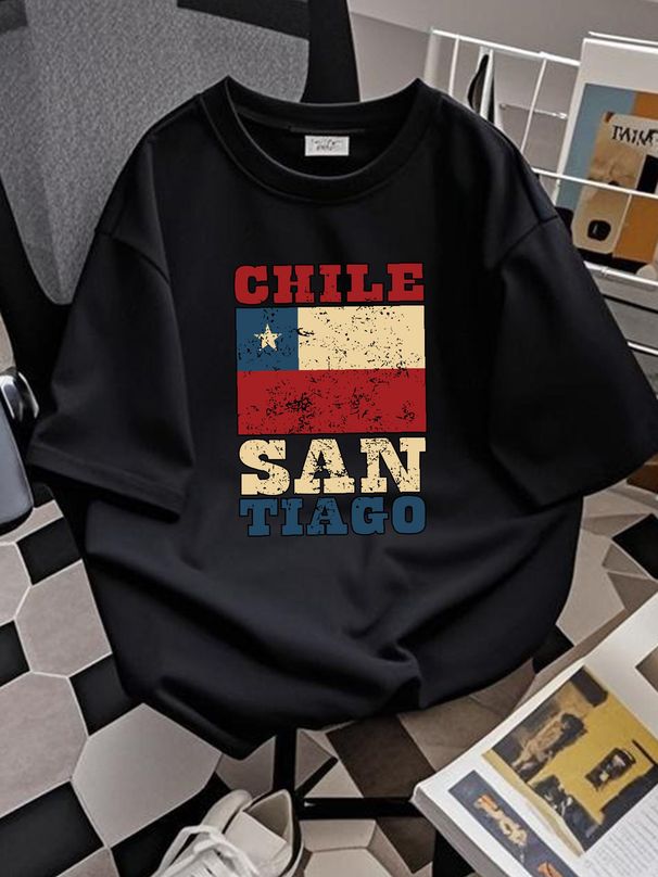 Chile Flag Classic T Shirt Size S 5XL Soft Summer Graphic Slightly Casual Breathable Versatile Fashion Stylish Top For Everyday Wear Streetwear_viptrois.com