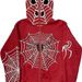 2024 New Spider Web Front And Back Print Hooded Cardigan Long Zipper Sweatshirt Loose Fit Hot Sale_viptrois.com