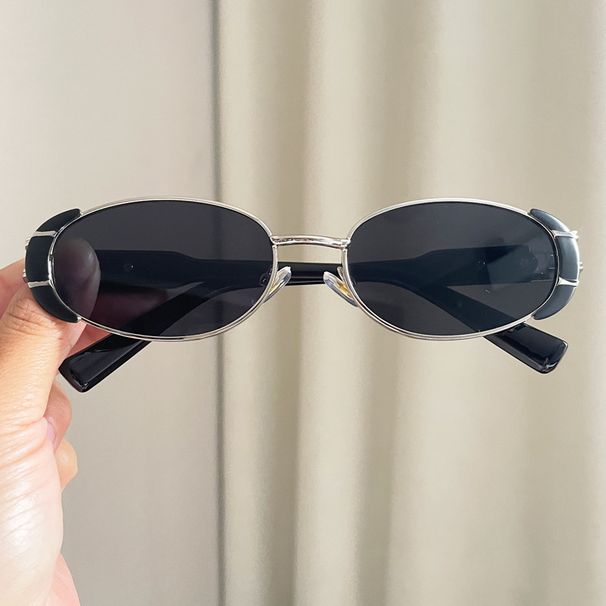 New Fashion Metal Frame Oval Small Frame Anti Ultraviolet Sunglasses For Men And Women Concave Shape Photo Sunglasses_viptrois.com