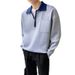 Pure Color-Block Polo Collar Sweater Autumn Winter Men's Half-Zip Knitwear Loose Korean Style BF Trendy Handsome Casual Top_viptrois.com