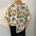 KOBPT Men's Floral Shirt Summer Hawaiian Style All over Print Loose Short Sleeve Retro Street Style Beach Couple Shirt_viptrois.com