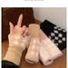 Women Winter Solid Color Knitted Fleece Lined Wrist Protection Fingerless Office Student Writing Cold-Proof Warm Wool_viptrois.com