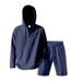 Men's Casual Linen Hooded Suit Summer Trendy Beach Wear Loose Fit Long Sleeved Shorts Black Gray Khaki American Style_viptrois.com