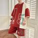 Men's Suit Summer American Color Blocked Short Sleeved T-Shirt , Free To Match, Student High Street Casual Two-Piece_viptrois.com