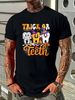 Trick Or Teeth Halloween Dental Crew Dentist Boys Girls T-Shirt Female Stretched Women Graphic Versatile Women Top Graphic Tees Slightly Stylish Print Round Neck Short Sleeve Streetwear Casual Unisex Top For Everyday Wear Comfortable Soft Breathable_viptrois.com