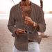 Men's Clothing New Cotton And Linen New Men's Long Sleeved Shirt Solid Color Lapel Casual Style Shirt_viptrois.com