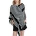 Unisex Spring and winter bat knitwear Black striped knitted shawls_viptrois.com