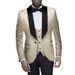 Men's suit green fruit collar solid color large size suit three-piece slim groom wedding suit_viptrois.com
