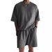 Men's Clothing Summer Fashion Casual Sports Suit Short Sleeved Shorts Comfortable Quick Drying Solid Color Embroidery Suit Two Pieces_viptrois.com