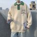 Pure Spring Color-Block Polo Collar Sweater For Men, Autumn And Winter Trendy Oversize Retro Label Knitted Sweater, Artistic_viptrois.com
