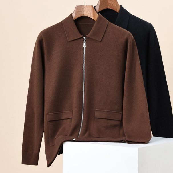 Pulse Hengyuanxiang 600g Thickened Wool Zipper Knitted Cardigan 2025 Winter New Men's Sweater Outerwear_viptrois.com