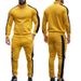 Men's Long Sleeved Two Piece Set Autumn Winter Casual Sports Jacket Sweatshirt Contrast Color Stand Collar Suit_viptrois.com
