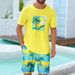 Men's Clothing Summer New Short Sleeved Shorts Seaside Leisure 3D Small Coconut Tree Print Beach Suit_viptrois.com