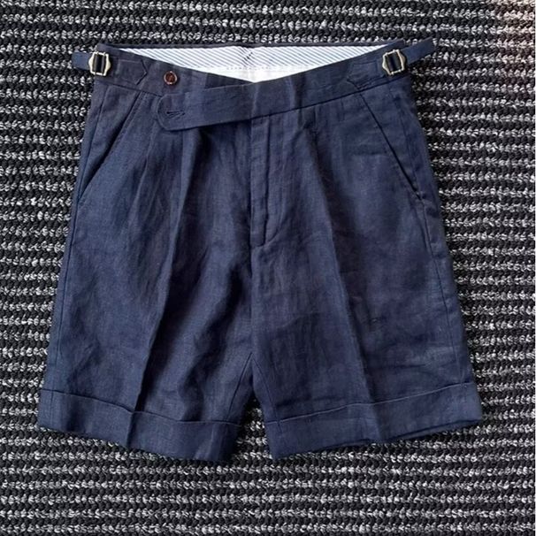 Men's Summer Thin Linen Shorts Casual Mid-Length Breathable 5 Point Trendy White Small Trousers Youth Pants_viptrois.com