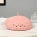 Autumn Winter Pearl Rhinestone Wool Knitted Woolen Beret British Korean Version Women's Painter Hat_viptrois.com