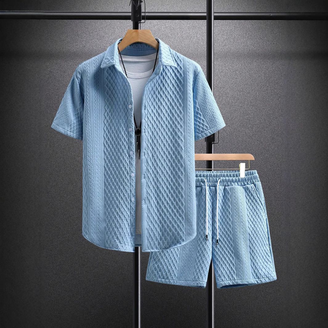 Men's Clothing Men's Shirt Casual Loose Short Sleeve Shorts Suit Men_viptrois.com