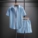 Men's Clothing Men's Shirt Casual Loose Short Sleeve Shorts Suit Men_viptrois.com