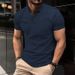 Unbeatable Quality Summer Short Sleeved Men's New Solid Color Henry Collar Button Slim Fit Ball Shirt_viptrois.com