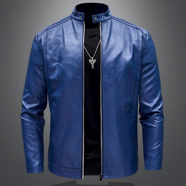 Men's Clothing Motorcycle Leather Jacket Casual Versatile Slim Fit Plus Velvet Thickened Large Size Leather Jacket_viptrois.com