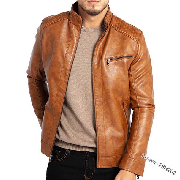 Loom 2022 Foreign Trade European And American PU Youth Stand Collar Punk Men's Motorcycle Leather Jacket_viptrois.com
