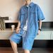 Men's Clothing Two Piece Summer Short Sleeved Shorts Two Piece Shirt New Loose Breathable Retro Suit_viptrois.com