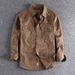 Men's Clothing Workwear Multi Pocket Shirt Jacket Simple Washed Distressed Versatile Long Sleeved Shirt Casual Tops_viptrois.com