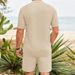 Men's Clothing Casual Comfortable Button Down Lapel Shirt Short Sleeved Shorts Suit_viptrois.com