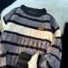 Unisex Stripe Knit Sweater – Oversized Drop-Shoulder Pullover (M-3XL, Polyester-Blend Casual Top, Gender-Neutral Streetwear Staple)_viptrois.com