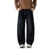 Men's Vintage Washed Cotton Trousers - Relaxed Straight-Leg Casual Pants (Retro Distressed Look, Unisex Streetwear, Oversize Fit)_viptrois.com