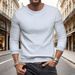 Men's Slim-Fit Long-Sleeve T-Shirt – Textured Micro-Check Crewneck Base Layer (220GSM Polyester) – Solid Color Casual Tee (S-XXXL)_viptrois.com
