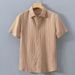 Men's Clothing Men's Short Sleeved Shirt Summer Thin Literary Casual Loose Shirt Striped Jacquard Sun Protection Top_viptrois.com
