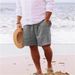 Men's Clothing Cotton And Linen Shorts Drawstring Elastic Waist Vacation Solid Color Breathable Daily Beach Five Point Casual Sports Pants_viptrois.com
