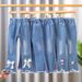 Mother&Kids Children's jeans for girls Large children wide leg pants for baby casual girls flared long pants_viptrois.com